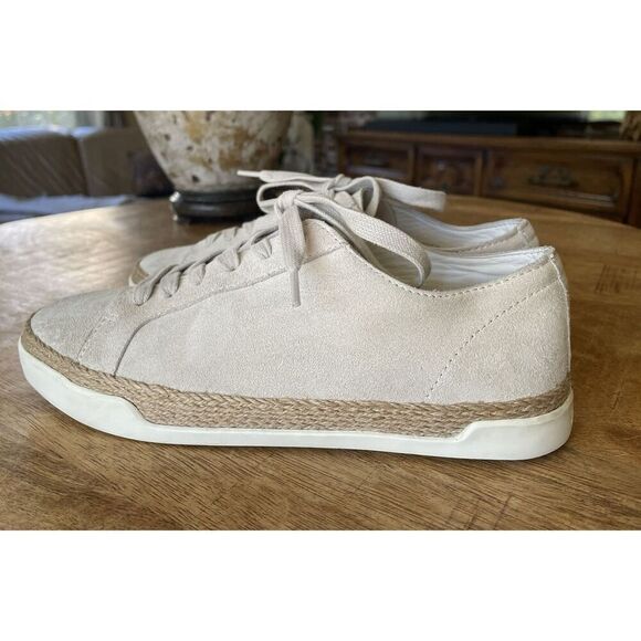 Vince Woman’s Espadrille Sneaker Beige Genuine Suede Lace Up Size 6M - Picture 3 of 10